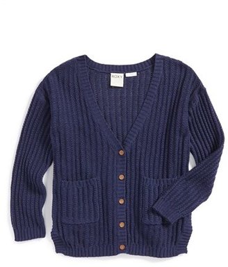 Roxy 'Lazy Weekend' Cable Knit Cardigan (Toddler Girls, Little Girls & Big Girls)