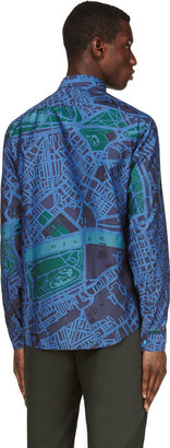 Burberry Blue and Green City Map Shirt