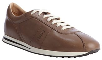Tod's brandy leather lace up sneakers