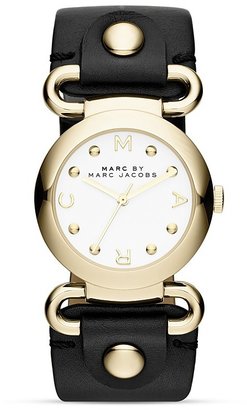 Marc by Marc Jacobs Mini Molly Black Leather Strap Watch, 30mm