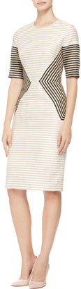 Lela Rose Striped Peaked-Panel Dress