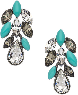 Ben-Amun Silver Crystal and Turquoise Teardrop and Marquis Earrings