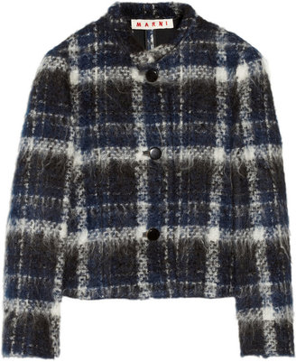 Marni Plaid brushed-tweed jacket