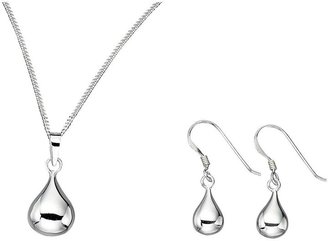 Sterling Silver Droplet Earrings and Pendant Set