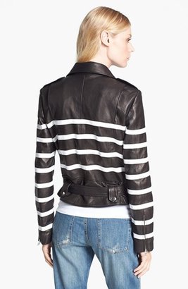 EACH X OTHER 'Naco' Stripe Leather Biker Jacket