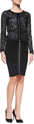 Milly Zip-Front Lace Jacquard Jacket