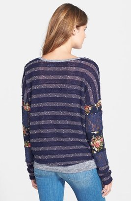 Miss Me Lace Detail Stripe Pullover