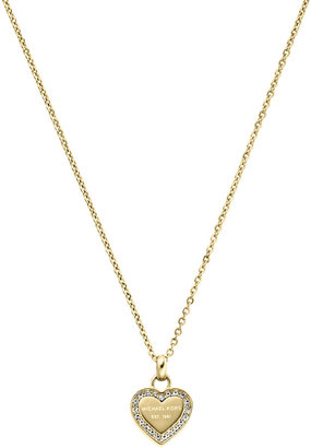 Michael Kors Golden Pave Logo Heart Necklace