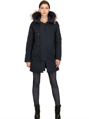 Kai-aakmann Fur & Cotton Nylon Reversible Parka Coat