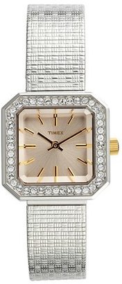 Timex 'Starlight' Crystal Bezel Square Mesh Strap Watch, 25mm
