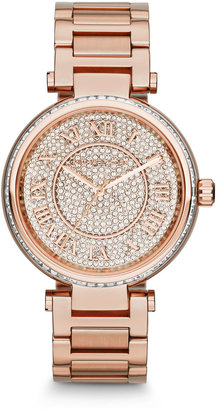 Michael Kors Mid-Size Rose Golden Skylar Two-Hand Glitz Watch