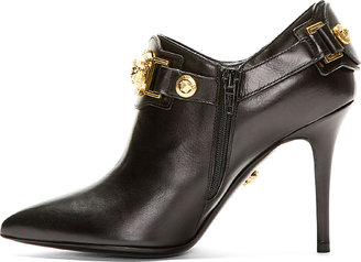 Versace Black Leather MedUSA Medallion Ankle Boots
