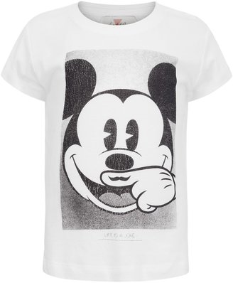 Eleven Paris White Mickey Mouse Print Cotton Top