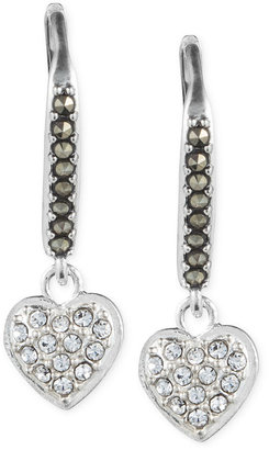 Judith Jack Sterling Silver Crystal (1/4 ct. t.w.) and Marcasite (3/20 ct. t.w.) Heart Drop Earrings