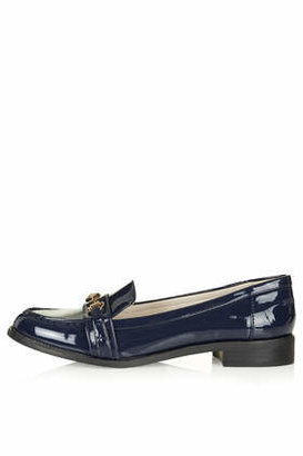 Topshop Womens LATCH Trimmed Loafers - Navy Blue