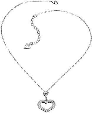 GUESS Rhodium plated open heart necklace
