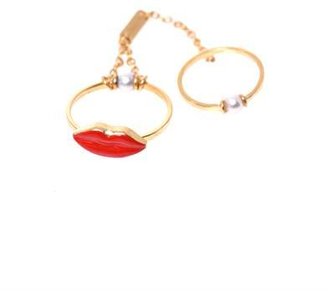 Delfina Delettrez Pearl, enamel & gold-plated mouth ring