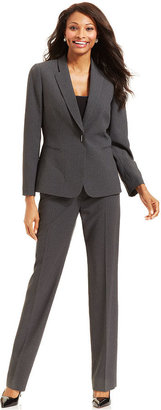 Tahari ASL Single-Button Pinstriped Pantsuit