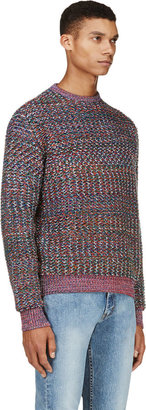 Kris Van Assche Krisvanassche Orange & Blue Marled Chunky Knit Sweater
