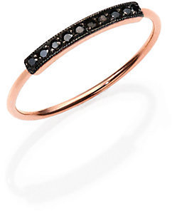Black Diamond Zoe Chicco Pavé & 14K Rose Gold Horizontal Bar Ring