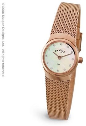 Skagen Women's 502XSRR Crystal Accented MOP Mesh Mother-Of-Pearl-Dial Dial Watch