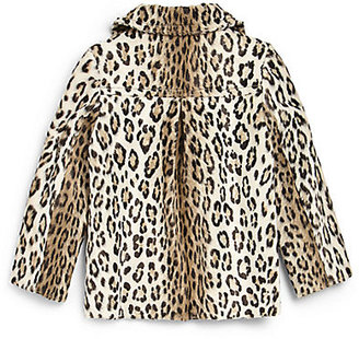 Milly Minis Girl's Faux Fur Cheetah Peacoat