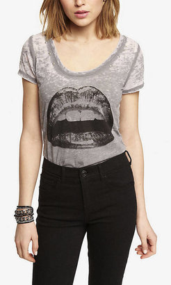 Express Studded Burnout Graphic Tee - Lips