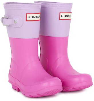 Hunter Pink Colour Block Wellington Boots