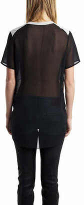 3.1 Phillip Lim Curved Hem Tee with Lace Applique