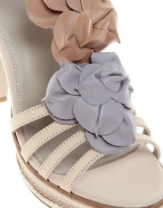Kelsi Dagger Hania Leather Heeled Sandal With Flower Applique