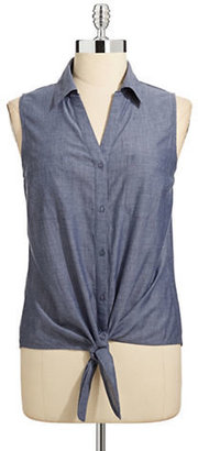 STYLE AND CO. Petite Sleeveless Shirt with Tied Front --