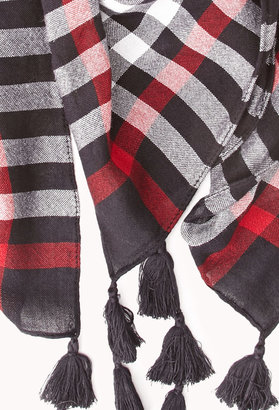 Forever 21 rustic gingham tassel scarf
