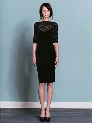 L'Agence Velvet Dress With Knitted Mesh Detail