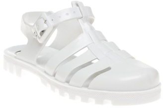 Ju Ju Jellies New Womens JuJu White Maxi Plastic Sandals Flats Buckle