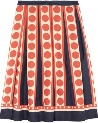 Collette Dinnigan Collette by Printed silk-twill skirt
