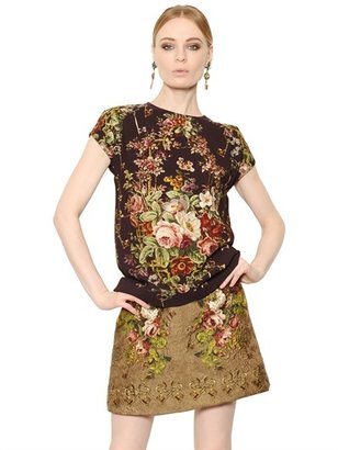 Dolce & Gabbana Keys & Floral Viscose Cady Top