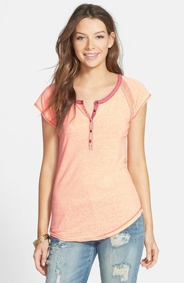 French Star 'Stormy - Rosie' Lace Trim Henley Tee (Juniors)
