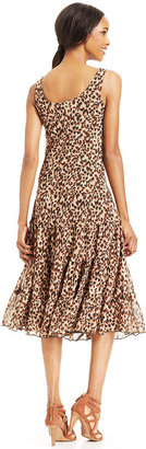 Jessica Howard Sleeveless Leopard-Print Midi Dress