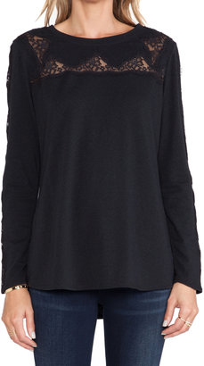 Rebecca Taylor Lace Piece Long Sleeve Top
