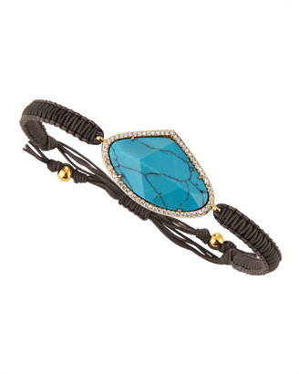 Tai CZ Outlined Turquoise Glass Station Bracelet, Gray