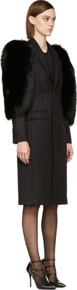 Givenchy Black Wool & Sable Fur Peaked Lapel Peacoat