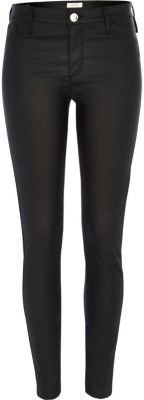 River Island Black coated leather-look Molly jeggings