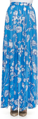Alice + Olivia Louie Pleated Floral-Print Maxi Skirt
