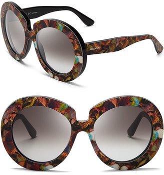 Valentino Camubutterfly Oversized Round Sunglasses