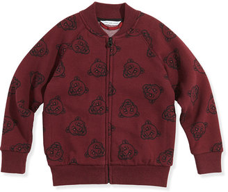 Little Marc Jacobs Boys' Allover Panther-Print Zip Cardigan, Plum, Sizes 2-5