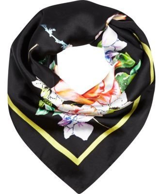 River Island Black oriental print satin square scarf