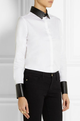 Karl Lagerfeld Paris Emma faux leather-trimmed cotton-blend shirt