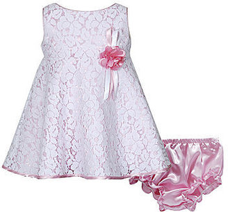 Youngland Young Land Sleeveless Lace Dress with Flower - Girls 3m-12m