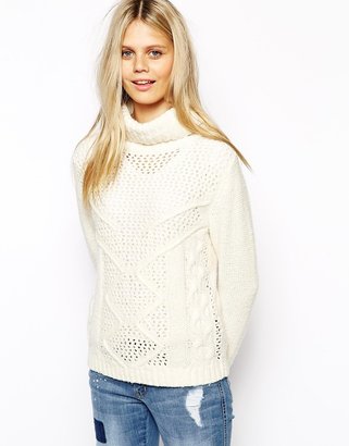 Tommy Hilfiger Oversized Roll Neck Jumper With Open Knit