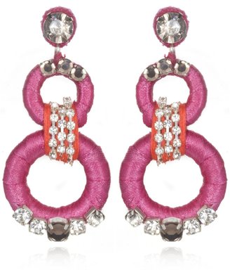 Charm & Chain Suzanna Dai Mumbai Double Drop Earrings, Fuchsia
